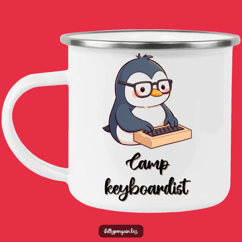 Funny Penguin Typing Camping Mug - Smart Outdoor Nerd Gift