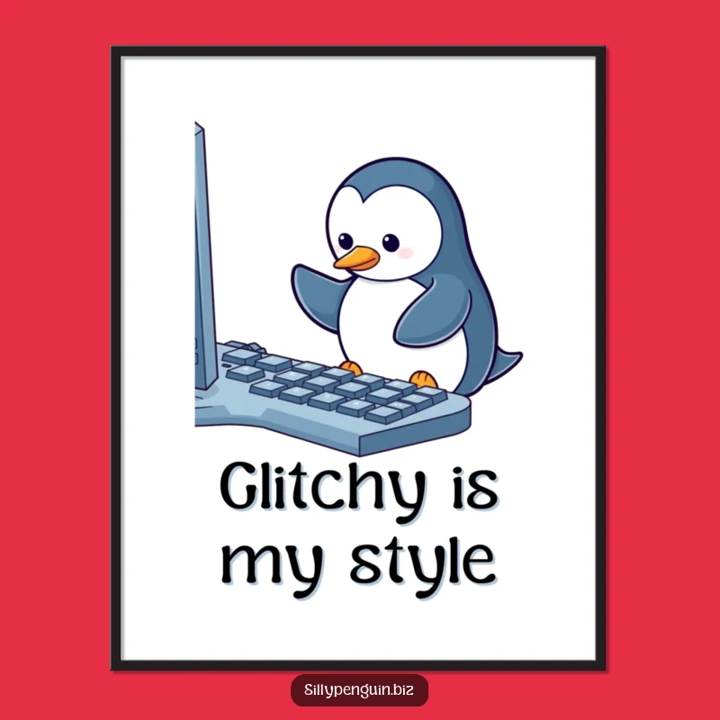 Funny Penguin Keyboard Warrior Digital Art: Hilarious Wall Decor Gift