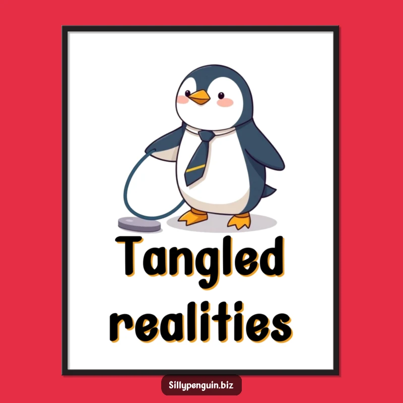 Funny Penguin Digital Art - Tripping Tech Mishap Print