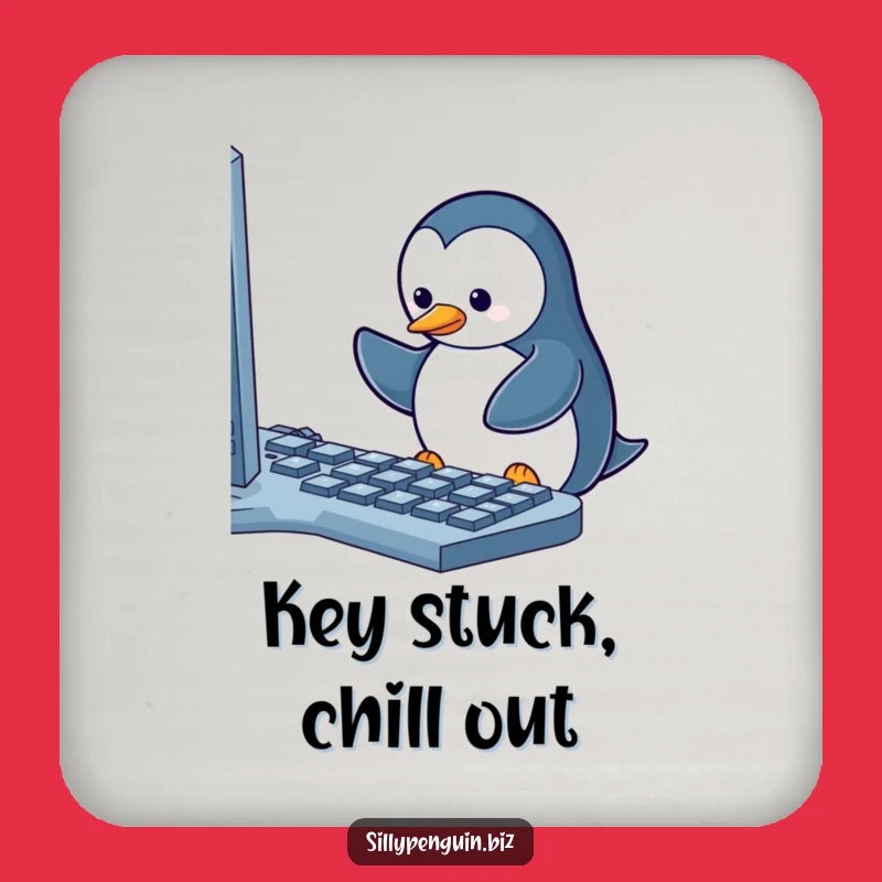 Funny Penguin Keyboard Break Coaster: Hilarious Bar Accessory Gift