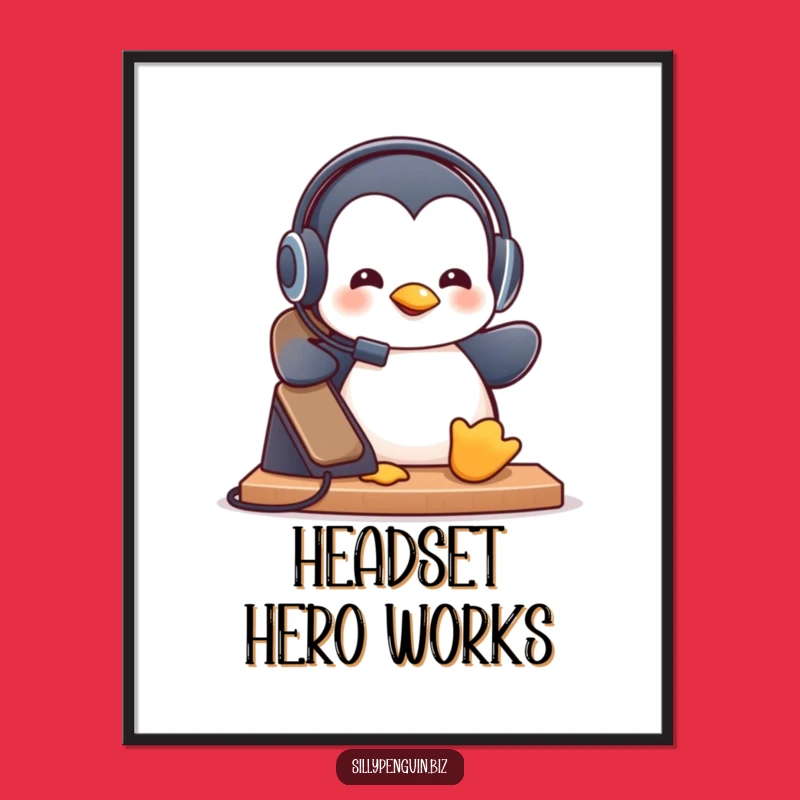 Funny Penguin Phone Operator Poster: Hilarious Office Decor Gift