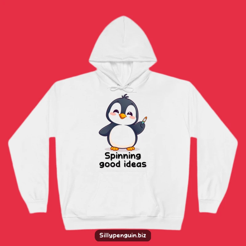 Funny Penguin Pen Spinner Hoodie: Cozy Gift for Creative Minds