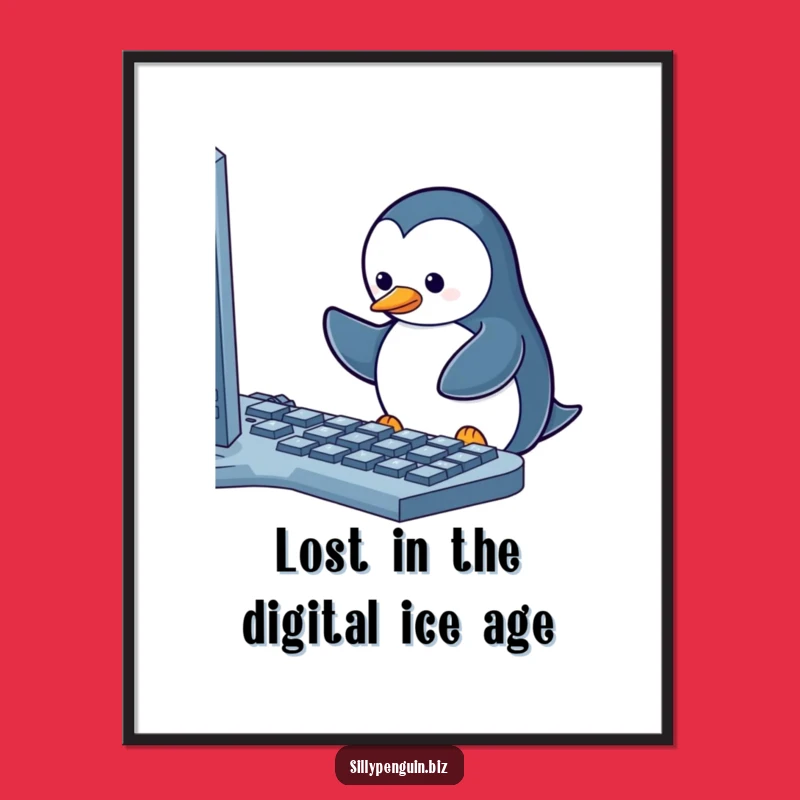 Free Printable Penguin Keyboard Art: Funny Downloadable Wall Decor for Home Offices