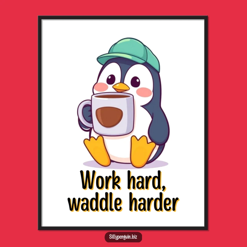 Free Printable Wall Art: Surprised Penguin Cubicle Worker Funny Downloadable Decor