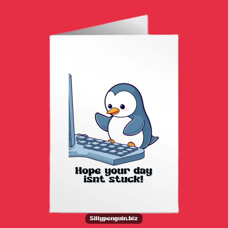 Free Printable Penguin Keyboard Card: Funny Birthday Downloadable Gift for Tech Lovers