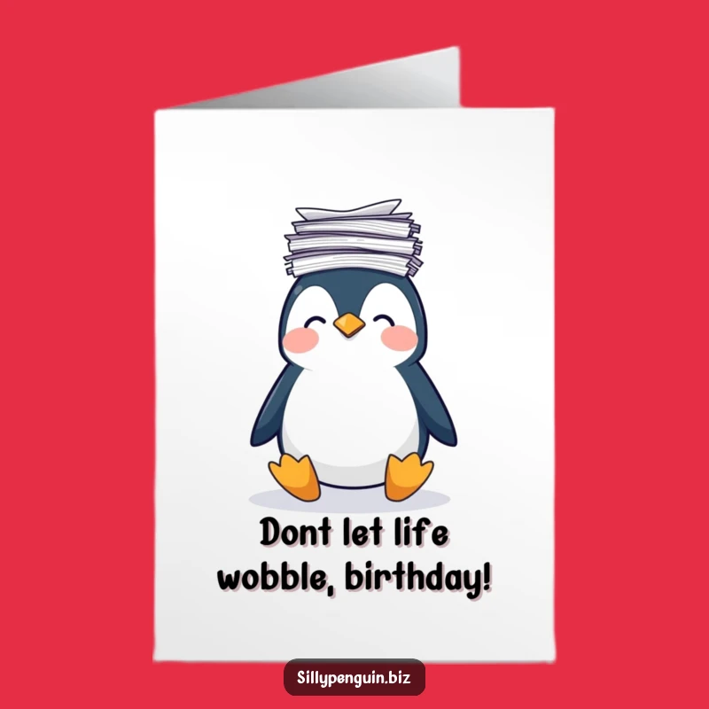 Free Printable Penguin Paperhead Card: Funny Birthday Downloadable Gift for the Overwhelmed