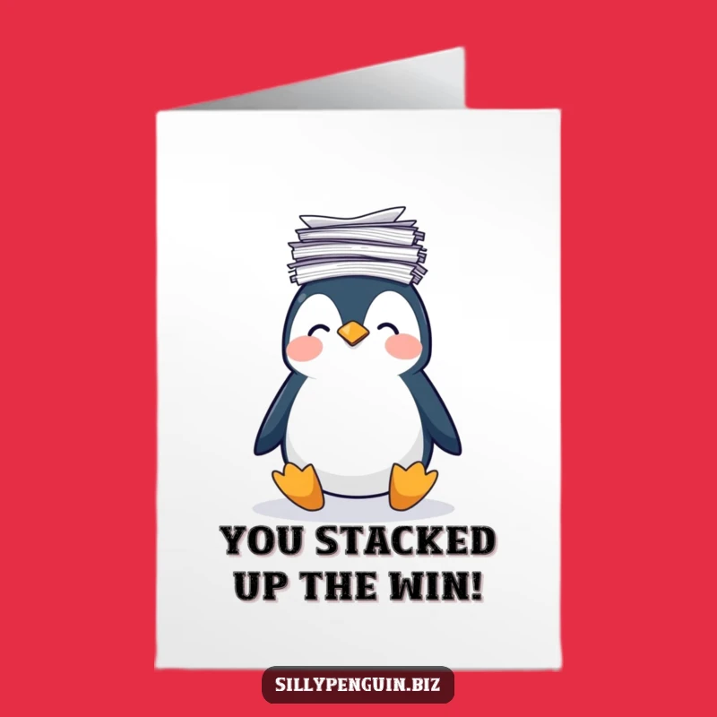 Free Printable Penguin Balancing Act Card: Congrats Downloadable Gift for Survivors