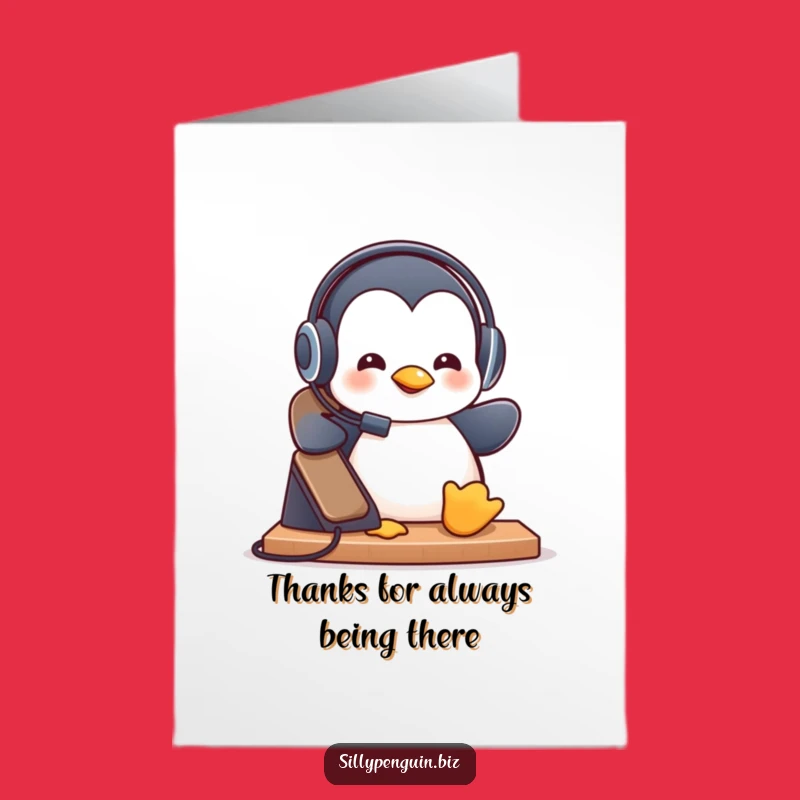 Free Printable Penguin Answering Service Card: Funny Thank You Downloadable Gift