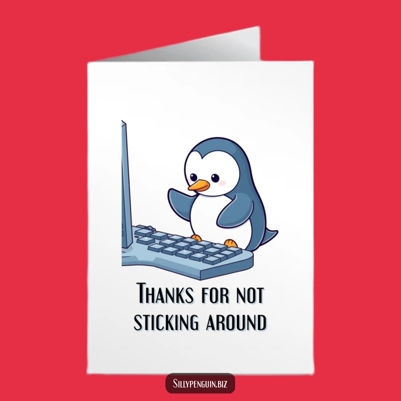 Free Printable Penguin Tech Card: Funny Thank You Downloadable Gift for Helpers