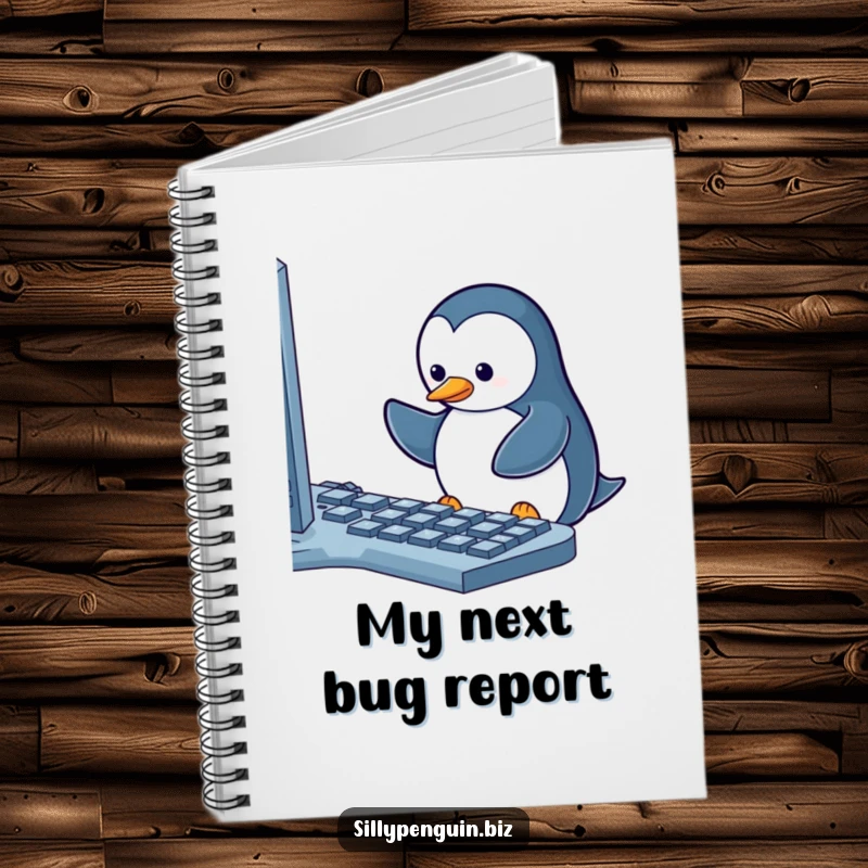 Funny Notebook: Penguin Deep in Concentration Pecking at a Computer Keyboard with One Stuck Key