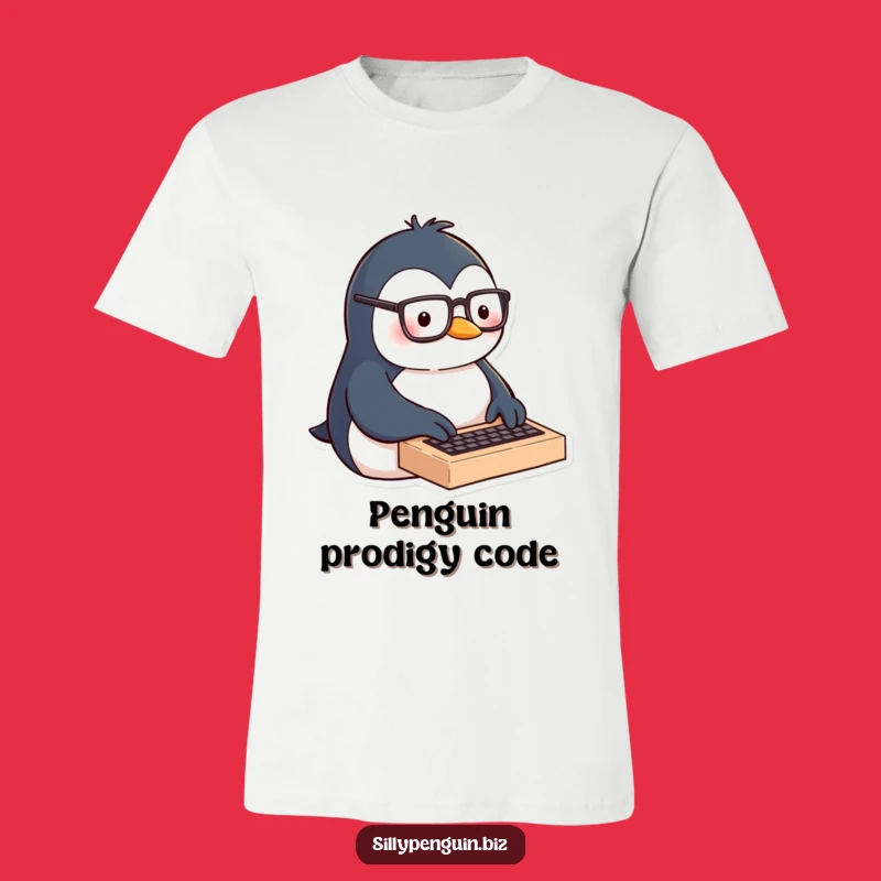 Funny Penguin Typing T-Shirt - Smart Glasses Nerd Apparel Gift
