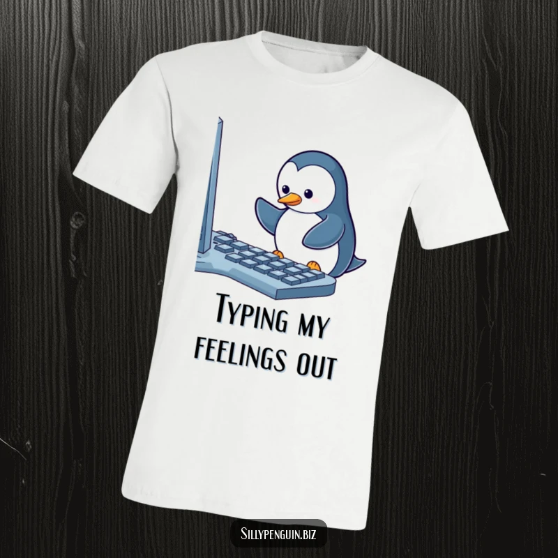 Funny T-Shirt: A Penguin's Frustrating Battle with a Malfunctioning Computer Keyboard, One Key Stuck