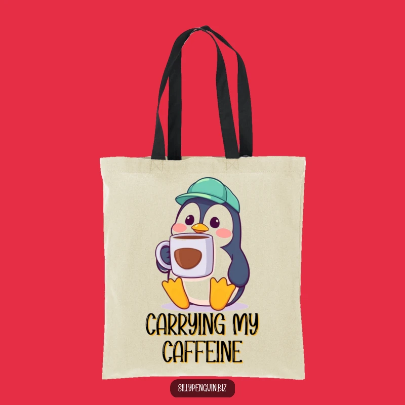 Funny Penguin Tote Bag - Surprised Worker's Coffee Carry-All Gift
