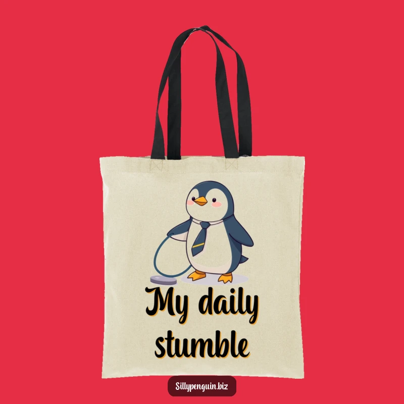 Funny Penguin Tote Bag - Tripping Over Cables Carry-All Gift